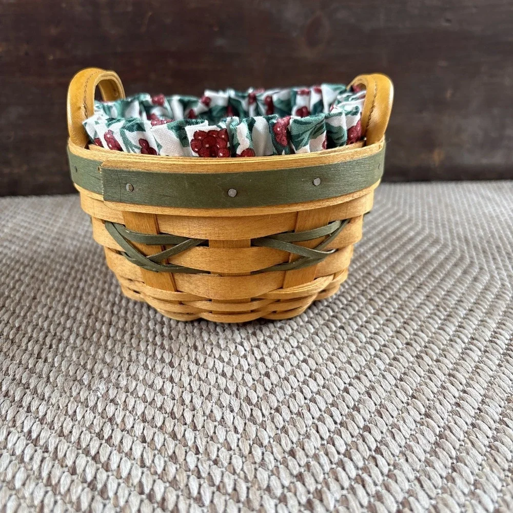 Longaberger 1999 Peppermint Tree Trimming Basket Liner Protector Hang Tag